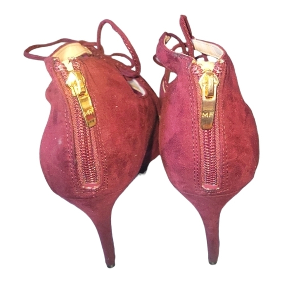 Marc Fisher Suede 4" Lace-Up Zip back Ankle Closure Heels Sz 8.5 - Picture 4 of 13